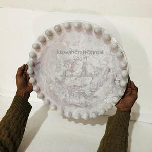 ถาดเสิร์ฟเรซินลูกปัดสีขาวทรงกลมแบบทำมือสำหรับตกแต่งโรงแรมหรือใช้ในบ้าน - Product Image 1