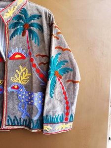 Veste Suzani pour femme avec broderie audacieuse motif Palmes et Soleil, style bohème folklorique, vêtement d'extérieur, manteau cousu artisanal, blazer chic bohème pour femme - Product Image 6