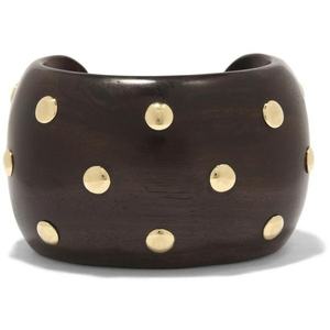 Pulsera de Madera con Pentagrama Retro, Diseño Ancho con Remaches, Accesorio Unisex Moderno, Hecho a Mano, Resistente al Agua, Color Natural - Product Image 1