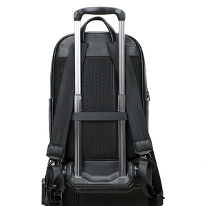 Unisex PU Leather <b>Laptop</b> <b>Backpack</b> 16inch Water Resistant Large Capacity Business Style Shoulder Straps Zipper Closure - Product Image 2