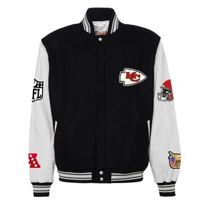 Chaqueta Varsity de Lana y Cuero de los Kansas City Chiefs, Negra y Blanca - Product Image 1