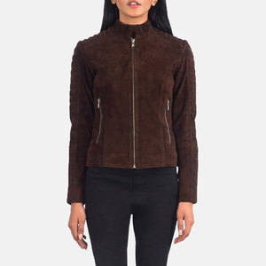 <b>Women's</b> Real <b>Suede</b> Leather Biker <b>Jacket</b> Western Fringe Style Stand Front Leather Sheep Skin Leather Motorcycle <b>Jacket</b> For <b>Womens</b> - Product Image 1