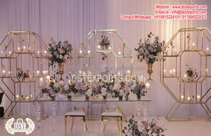 Wholesale 4D Metal <b>Arches</b> for <b>Wedding</b> Stage Decor Golden Metal <b>Arches</b> for <b>Wedding</b> Reception Night Modern Western Reception Stage - Product Image 2
