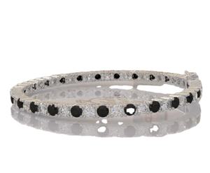 Hermosa pulsera de moissanita de forma redonda y negra blanca Pulsera de moissanita de Plata de Ley 925 y otras joyas de diamantes - Product Image 1