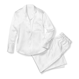 Conjunto de Pijama de Satén de Manga Corta para Mujer, Ropa de Dormir Transpirable de Seda Helada para Primavera Verano, Tallas Grandes ODM hasta 5XL XS, Diseño Liso - Product Image 5