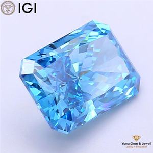 เพชรทรงเรเดียนท์ 3.00 กะรัต สีฟ้าแฟนซีวิวิด ความใสระดับ VS2 ผลิตด้วยวิธี CVD พร้อมใบรับรอง IGI ออกแบบแหวนของคุณเอง - Product Image 3