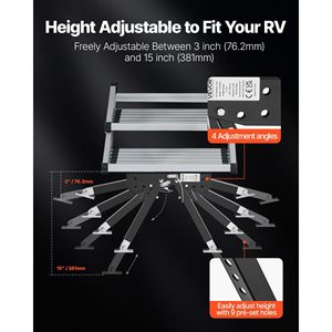 Kit Stabilizzatore Gradino RV Regolabile in Altezza, Acciaio Verniciato a Polvere, per Ruote di 5ª Generazione, Stabilizzatori per Scale Camper, Accessori Esterni per RV - Product Image 3