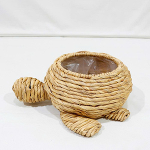Maceta de Jacinto de Agua Natural en Forma de Tortuga, Hecha a Mano, con Revestimiento de Plástico para Decoración - Product Image 6