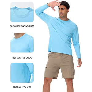 Camiseta de Manga Larga para Hombre, Color Azul Cielo, con Ventilación, Protección UV, Transpirable, para Natación - Product Image 4