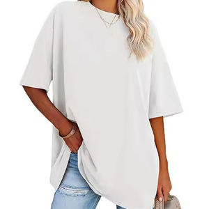 Camisetas de Verano para Mujer, de Algodón, a la Moda, con Logotipo Personalizado, de Alta Calidad, Lisas, con Mangas Cosidas - Product Image 2