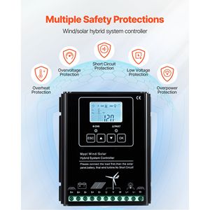 Kit de Energía Solar y Eólica de 1000W: 2 Paneles Solares de 100W, Turbina Eólica de 400W, Batería LiFePO4 de 12.8V 100Ah, Inversor de 12V 600W - Product Image 5