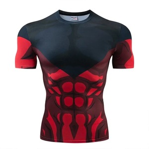 <b>Men's</b> Red 3D Printed Compression Shirt Short Sleeve Fitness Training T Shirt Breathable Slim Fit Sports Workout <b>Top</b> 2026 - Product Image 5