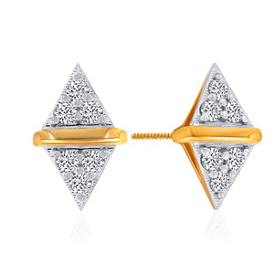 Boucles d'oreilles clous en diamant Aura rhombique brillant, taille triangle, pour femme, en or blanc plaqué or 18 carats, luxe, pour usage quotidien - Product Image 2