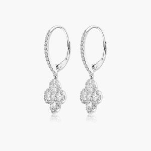Clover <b>Leverback</b> <b>Earrings</b> With Lab-Grown Diamonds In White Gold - Product Image 3