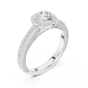 Bague de fiançailles en or blanc 14 carats avec diamant rond cultivé en laboratoire pour femmes |   Nouveau diamant cultivé - Product Image 6