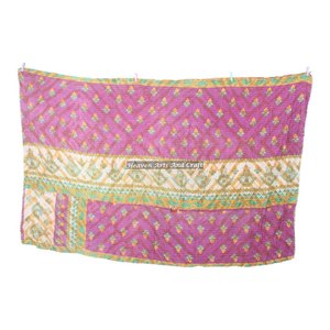 Reversible Kantha <b>Quilt</b> Indian Reversible Hand Stitched Heavy <b>Throw</b> Old Sari Blanket Patch Work Heavy 3 To 5 Layers Kantha <b>Quilt</b> - Product Image 2