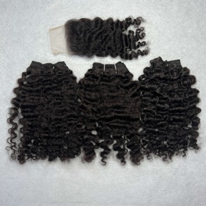 Extensions de cheveux naturels bruts vietnamiens de qualité export CDYHAIRVN, avec closure HD 5x5 et mèches bouclées birmanes, cuticules alignées - Product Image 1