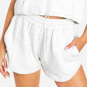 Top Quality Summer Wear Cotton Solid <b>Colour</b> Sweat Hoodie And Shorts <b>Set</b> Sleeveless Short Top Hoodie - Product Image 6