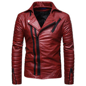 Chaqueta de cuero sintético para hombre, estilo motociclista, impermeable, cortavientos, con cremallera, a la moda, para negocios, formal, con cierre frontal - Product Image 6