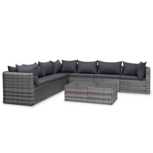 Ensemble de canapés modulaires d'extérieur en polyrotin gris pour jardin - Product Image 2
