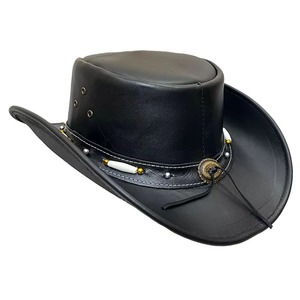 Chapeaux de cowboy en cuir noir léger style western avec bande tressée taille XXL personnalisable décontracté quatre saisons voyage extérieur équitation - Product Image 3