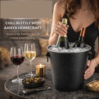 Seau à glace isotherme en acier inoxydable à double paroi de qualité supérieure avec poignées annulaires, pour vin, champagne et bière, idéal pour les fêtes et les bars