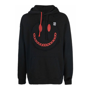 Black <b>Men's</b> Hooded Sweatshirt Oversized Streetwear Cartoon Print Cotton Knitted <b>Pullover</b> Front Logo Autumn Wear - Product Image 1
