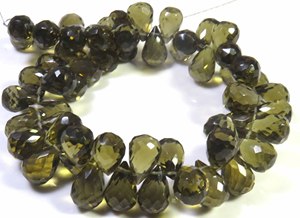 Brown Smoky Quartz Synthetic Hydro Glass Beads 7-10mm Faceted Side Drilled Teardrop Beads 8" Strand High Quality Necklace - Product Image 2