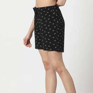 Shorts Casuales de Verano para Mujer, Negros, Estampados, Cintura Elástica, Transpirables, de Secado Rápido y Ligeros - Product Image 2