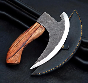 Cortador de Pizza Artesanal de Acero con Alto Contenido de Carbono y Mango de Madera, Cuchillo de Pizza Tipo Hacha, Directo de Fábrica, Fabricante OEM - Product Image 1