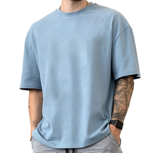 Camiseta de punto otomana oversize con hombros caídos, cuello redondo, tela texturizada, ajuste relajado, logotipo personalizado, manga corta para uso casual - Product Image 4