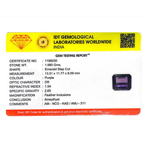 Loose Amethyst Gemstone 9.9 Carat Emerald Cut Natural Raw Stone for Fine Jewelry - Product Image 4