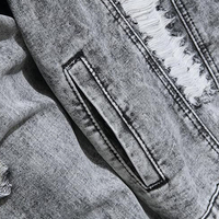 Veste en jean décontractée pour homme de qualité supérieure, design personnalisé, motif dessin animé sur le devant, élégante, grande taille, en coton tissé, délavée, pour l'hiver