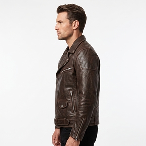 Chaqueta Bomber de Cuero Vacuno para Hombre, Estilo Casual Otoñal 2025, con Botón Único en Relieve, Servicio OEM, Negra, de Secado Rápido y Transpirable - Product Image 4