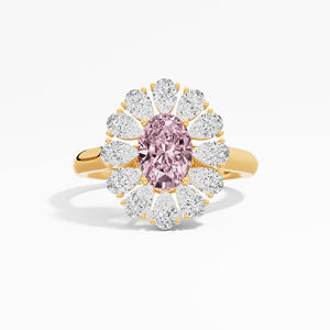 Anillo de estilo Floral de moissanita de pera blanca ovalada rosa de 2,10 Ctw certificado, joyería fina de Plata de Ley 925 para mujer, Diamante VABS - Product Image 5
