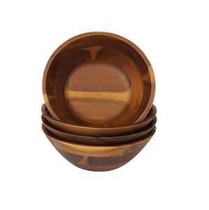 Bol de service rond en bois écologique poli, style classique, bol à salade de haute qualité - Product Image 3