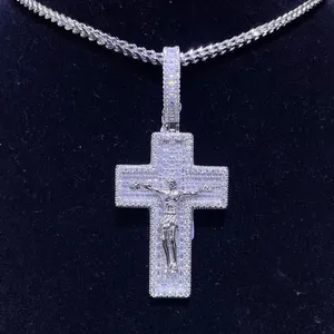 Colgante Iced Out Criss Cross de Plata 925, Colgante Hip Hop, Colgante de Fe Cristiana, Joyería Religiosa, Colgante Bling para Raperos - Product Image 2