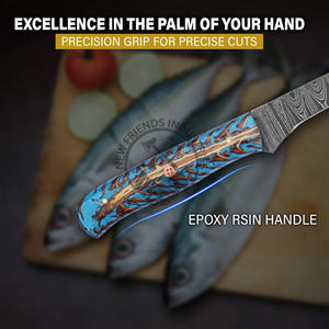 Hot Selling <b>Kitchen</b> Fillet <b>Knife</b> High Quality Custom Handmade Damascus Steel Fish Fillet Chef <b>Knife</b> 8" Blade Ambidextrous Resin - Product Image 5