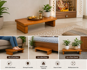 Taburete Palaka de Madera Hecho a Mano, Taburete Tradicional Indio para Sentarse Bajo el Nivel del Suelo, Asiento de Madera Maciza, Decoración para el Hogar - Product Image 5