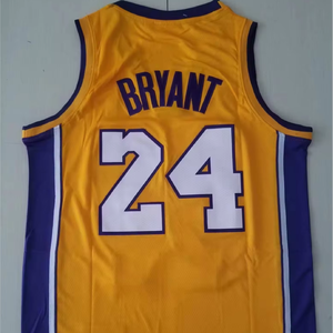Maillots de basket-ball classiques respirants de haute qualité, unisexes, America 24 Bryant Retro, jaune or, violet, noir, courts, cousus - Product Image 1