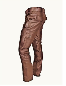 Pantalon de moto pour homme Spezia International en PU marron, taille haute, plusieurs poches, coupe droite, vêtements d'hiver, PU de qualité supérieure - Product Image 6