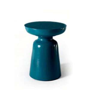 Mesa de Centro Moderna de Latón Estilo Marroquí, Mesa de Café Redonda de 3 Patas con Superficie Gris, Mesa Decorativa - Product Image 2