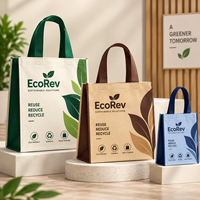 Sac fourre-tout réutilisable en non-tissé, design personnalisé et logo, avec motif feuille et poignée longue, pour les achats professionnels