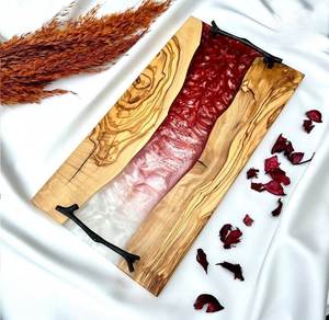 Nueva Bandeja de Servir de Madera y Resina 2026 con Diseño de Río y Asa de Metal para Comida, Frutas, Postres y Decoración del Hogar - Product Image 3