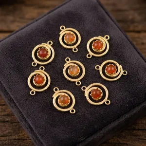 Carnelian Gemstone Brass <b>Charms</b> for <b>Jewelry</b> Making Wholesale - Product Image 5