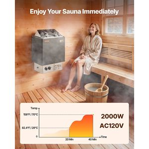 Stufa Elettrica per Sauna 2KW AC 120V con Staffa Pre-Forata, Adatta per Saune da 52.9-88.2 Piedi Cubi - Product Image 2