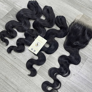 Extensions de cheveux naturels bruts en vrac, ondulés, alignés, noirs naturels, en trame, pour la vente en gros - Product Image 6