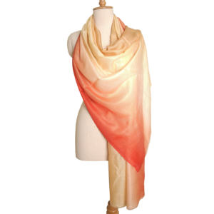 Écharpe longue en soie pour femme, style vintage, teinte ombrée automne, trois couleurs, effet dégradé - Product Image 5