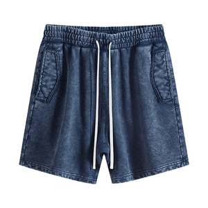 2026 Wholesale High Quality 380gsm 100% Cotton Washed Distressed Shorts Trendy Cargo Bike Casual Breathable <b>Jeans</b> Shorts For Man - Product Image 3
