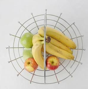 Panier à fruits moderne en fil métallique avec poignée, support de rangement en forme de bol pour comptoir de cuisine - Product Image 2